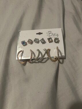 Gold and Silver Crystal Earring Set